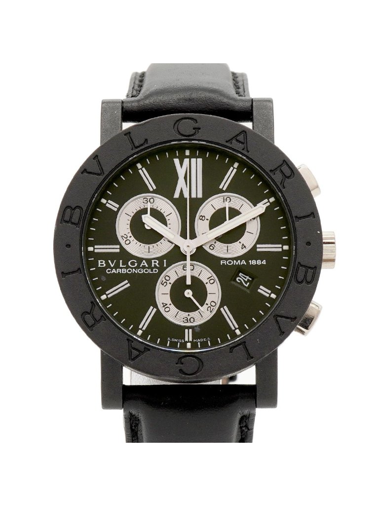 Bvlgari Carbon Gold Chronograph Black Dial Watch